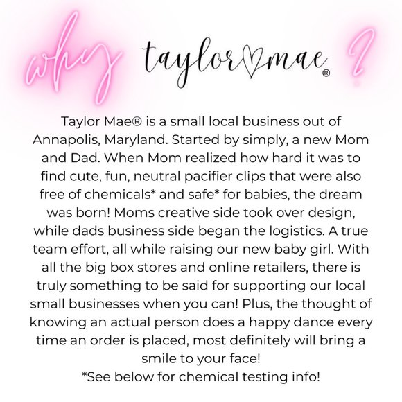 TAYLOR MAE® Non-Toxic BPA Free Pacifier Clips Tethers Holder Baby Teethers - Picture 5 of 17